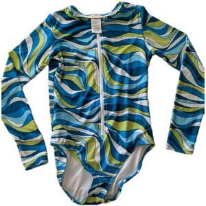 Michael Kors Surf 1‎ Piece Long Sleeve Bathing Suit Paddle Swimsuit W/Rash Guard